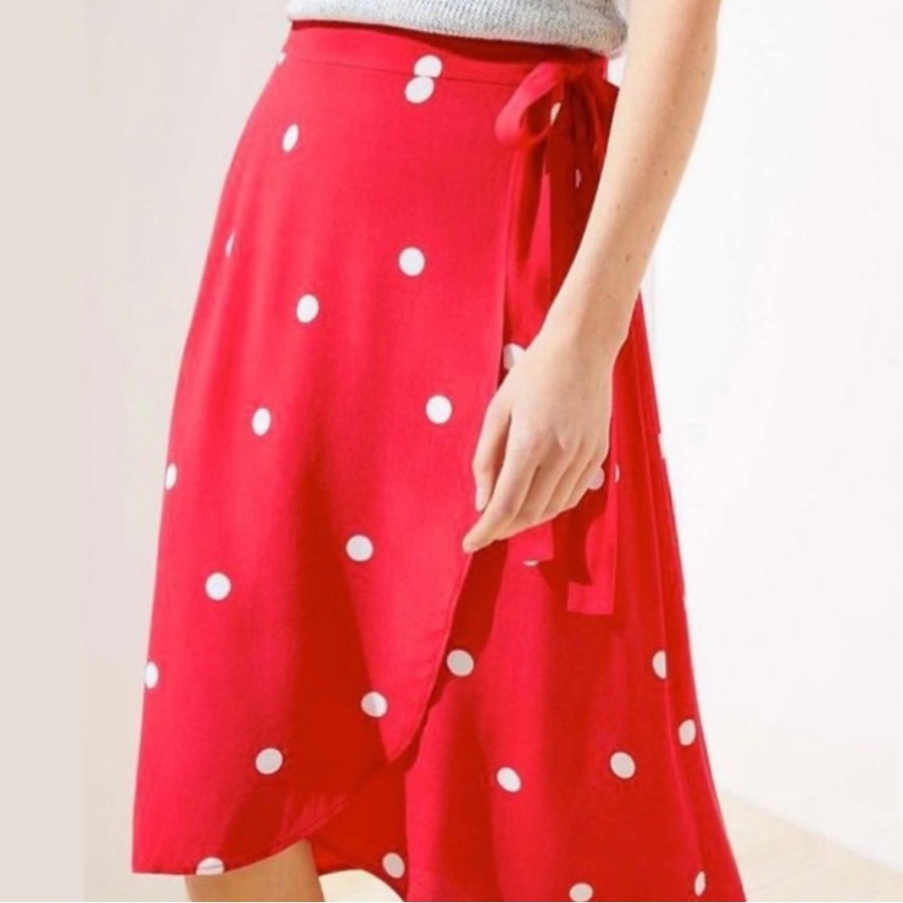 New Loft Polka Dot Wrap Midi Skirt size 4P